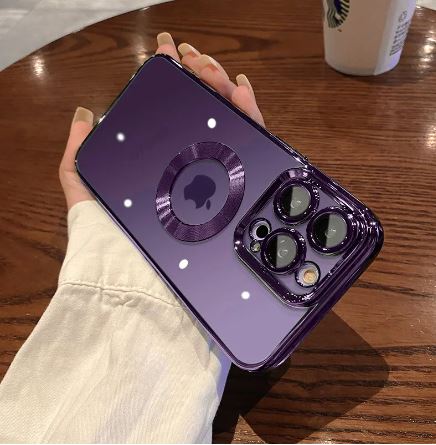 PROTECTOR TRANSPARENTE CON COLOR MORADO MAGSAFE