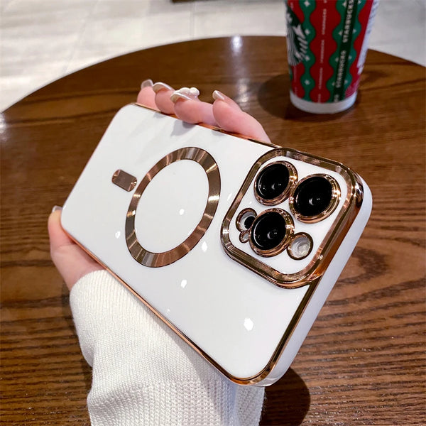 PROTECTOR LUXORY COLOR BLANCO CON CARGA MAGSAFE